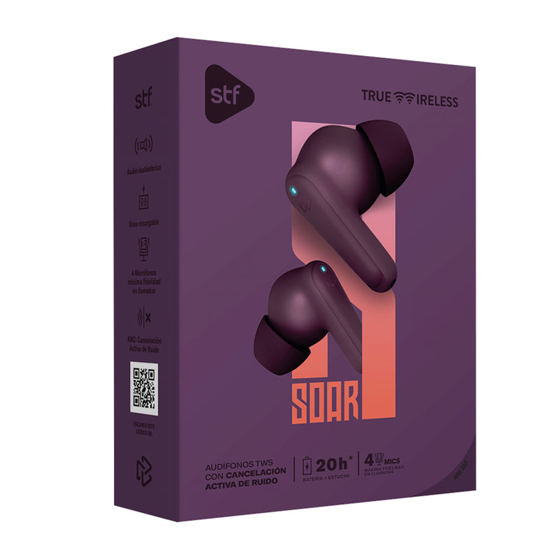 Audífonos inalámbricos TWS | STF Soar |5 hrs de uso, ANC, Morado