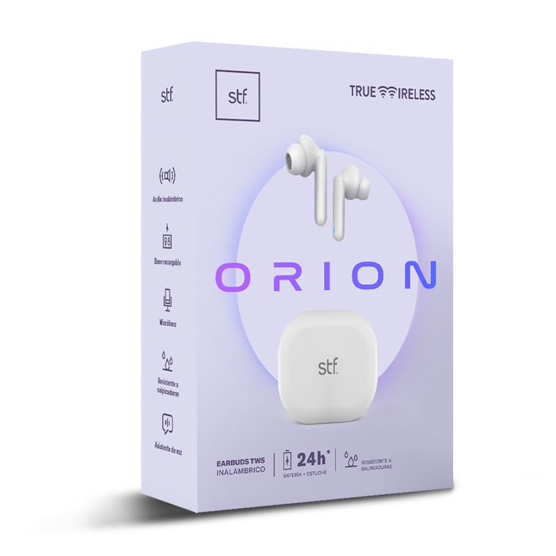 Audífonos Inalámbricos True Wireless | STF Orion | 3 hrs de uso, Blanco