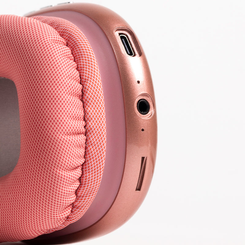 Audífonos inalámbricos On ear | STF Aurum | 10 hrs uso función dual rosa