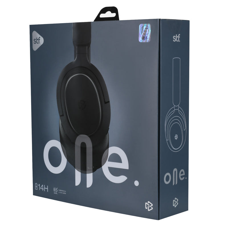 Audífonos On Ear STF One: 14h batería, inalámbricos, micrófono, Negro