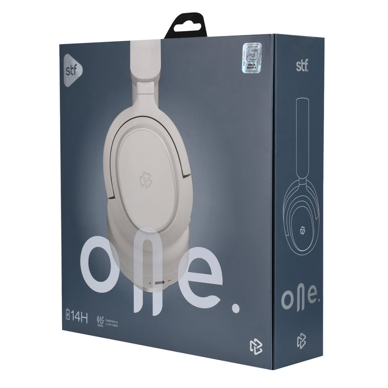 Audífonos On Ear STF One: 14h batería, inalámbricos, micrófono, Gris