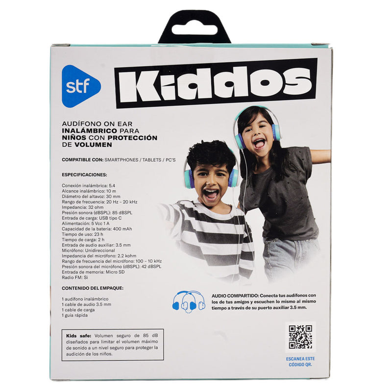 Audífonos inalámbricos para niños KIDDOS On Ear STF | 23hrs Uso, Sonido seguro