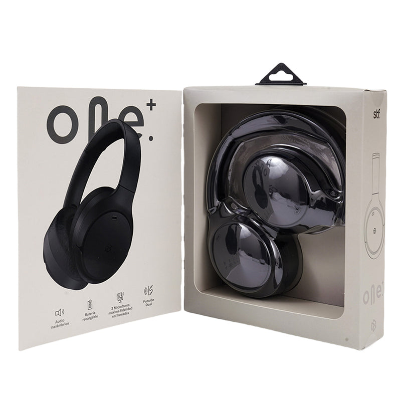 Audífonos inalámbricos On ear | STF One Plus ANC | 44 hrs uso función dual Negro