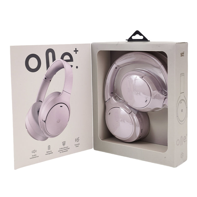 Audífonos inalámbricos On ear | STF One Plus ANC | 44 hrs uso función dual Rosa