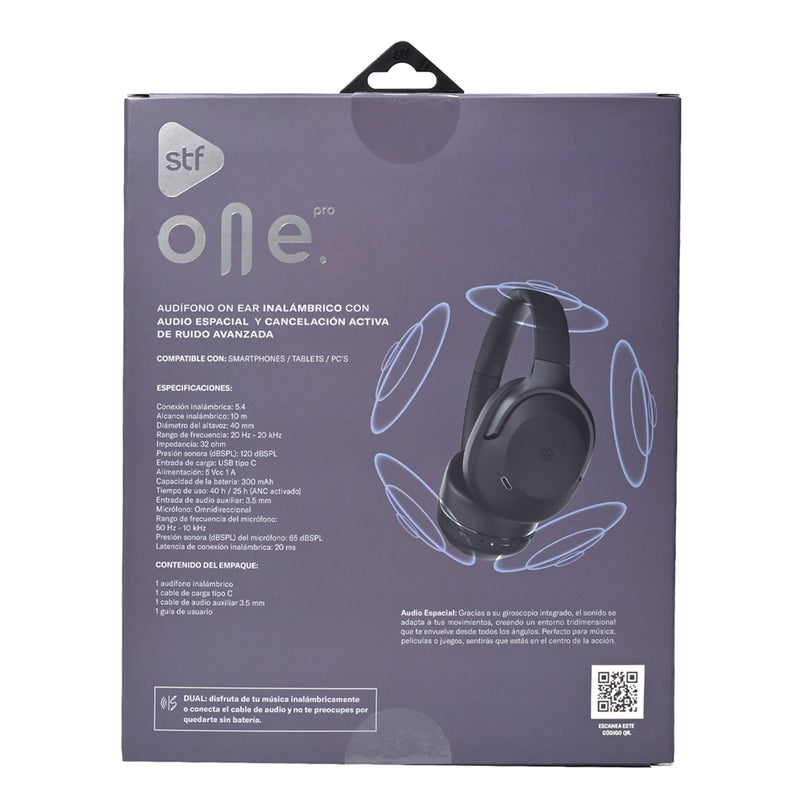 Audífonos inalámbricos On ear | STF One Pro ANC | 40 hrs uso Audio espacial