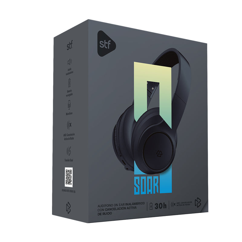 Audífonos inalámbricos On ear | STF Soar ANC | 30 hrs uso función dual gris