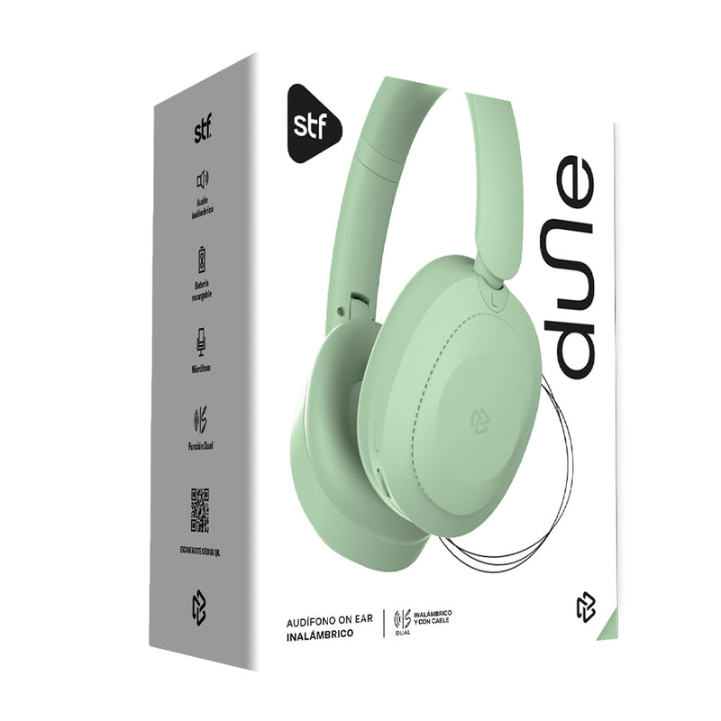 Audífonos inalámbricos On ear | STF Dune | 8 hrs uso función dual verde