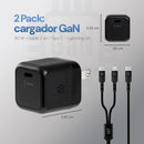 2 Pack Cargador GaN 30W + Cable Tipo C/Lightning Carga Rápida PD