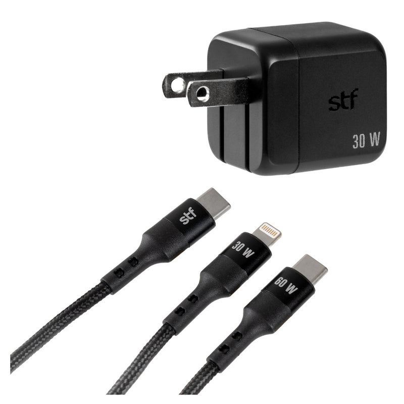 2 Pack Cargador GaN 30W + Cable Tipo C/Lightning Carga Rápida PD