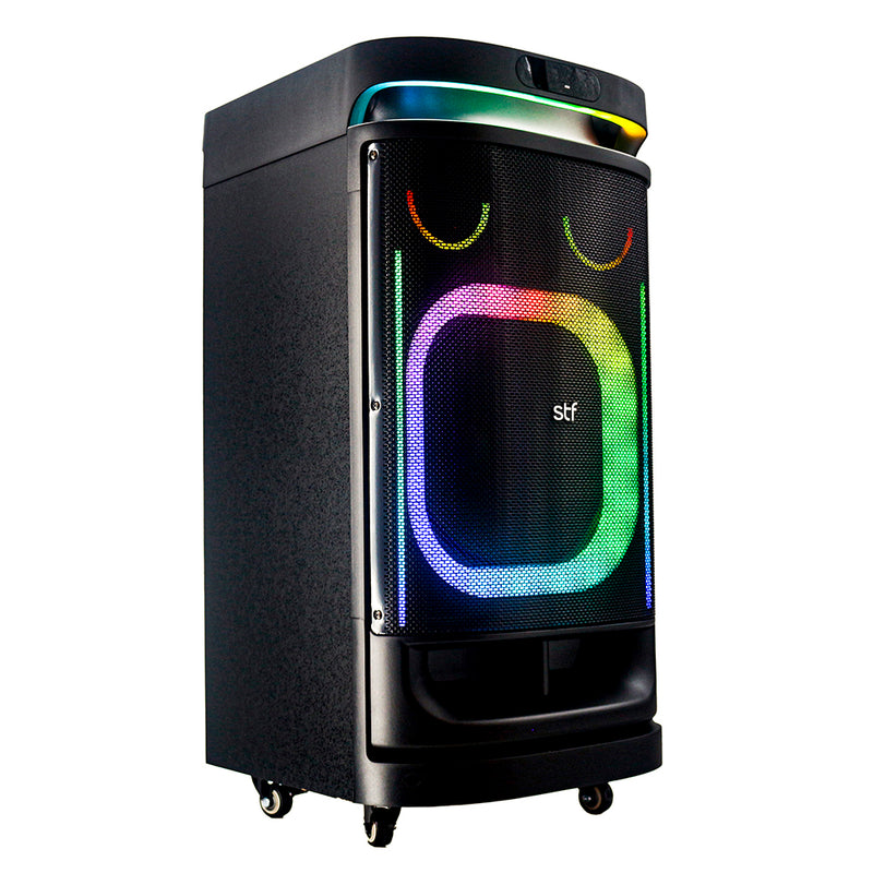 Bocina Inalámbrica portátil | STF Power Block Pro | 12" pulgadas 5hrs uso 80W función TWS ruedas de transporte