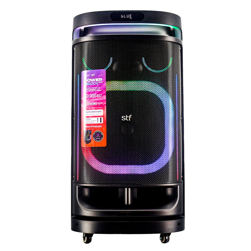 Bocina Inalámbrica portátil | STF Power Block Pro | 12" pulgadas 5hrs uso 80W función TWS ruedas de transporte