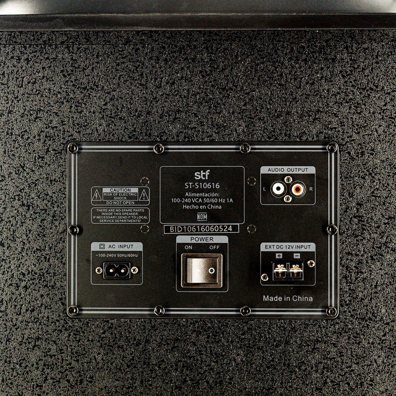 Bocina Inalámbrica portátil | STF Power Block Pro | 12" pulgadas 5hrs uso 80W función TWS ruedas de transporte