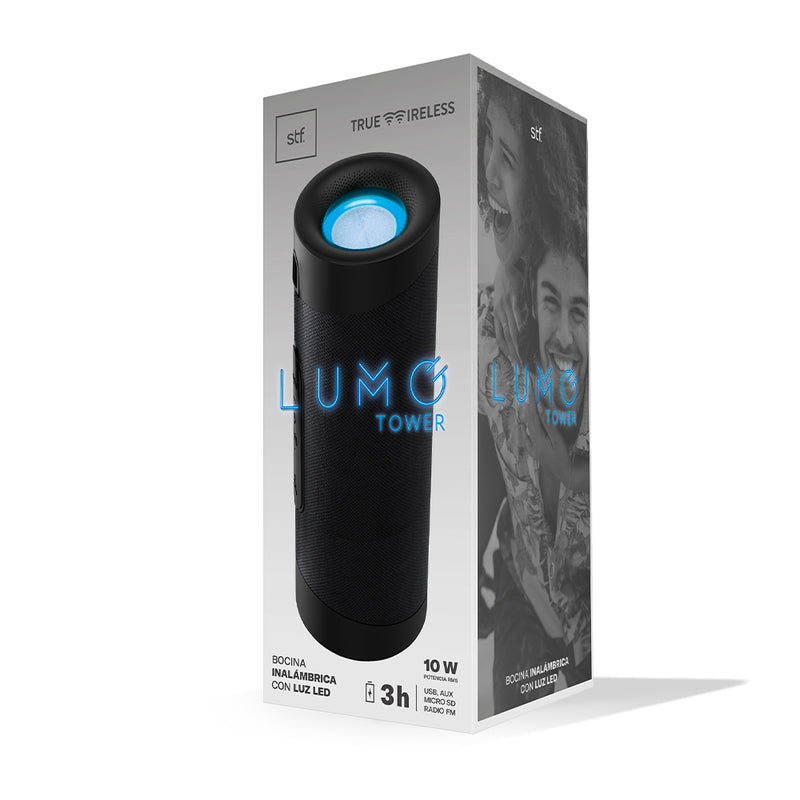 Bocina Inalámbrica portátil | STF Lumo Tower | 2" x 2 pulgadas 3hrs uso 10W función TWS