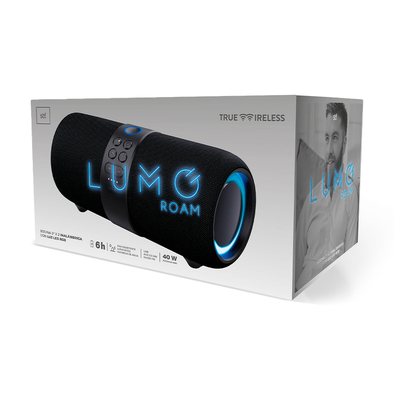 Bocina Inalámbrica portátil | STF Lumo Roam | 3" x 2 pulgadas 6hrs uso 40W función TWS protección IPX6