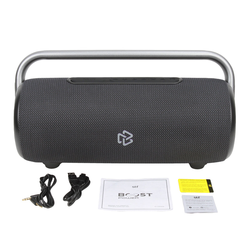 Bocina Inalámbrica portátil | STF Boost Power | 7hrs uso 80W función TWS y Powerbank IPX5