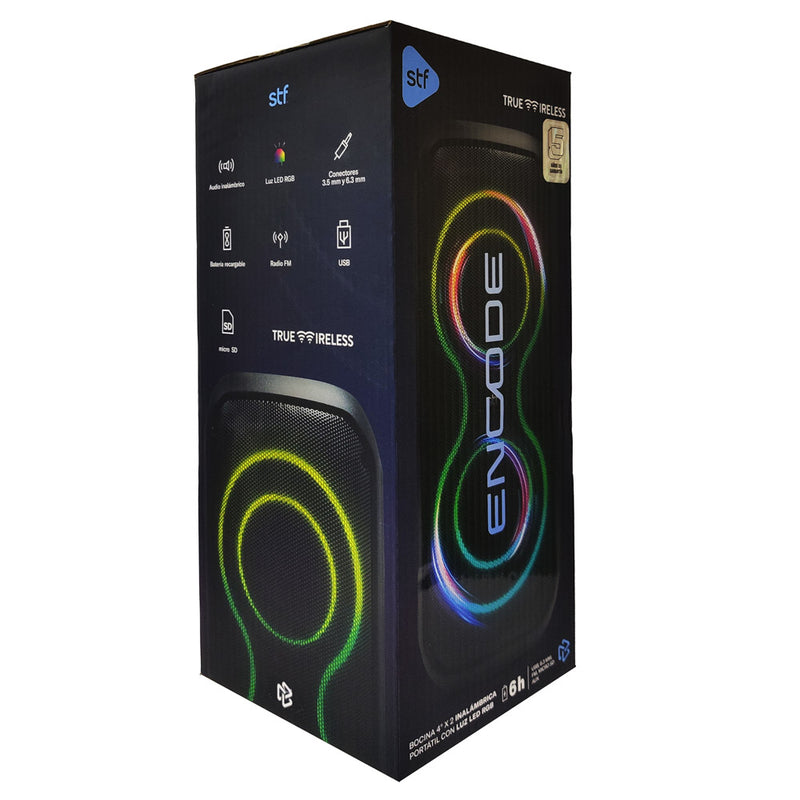 Bocina Inalámbrica Portátil STF Encode: 2x4", luz LED RGB