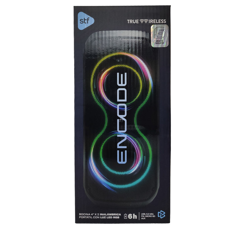Bocina Inalámbrica Portátil STF Encode: 2x4", luz LED RGB
