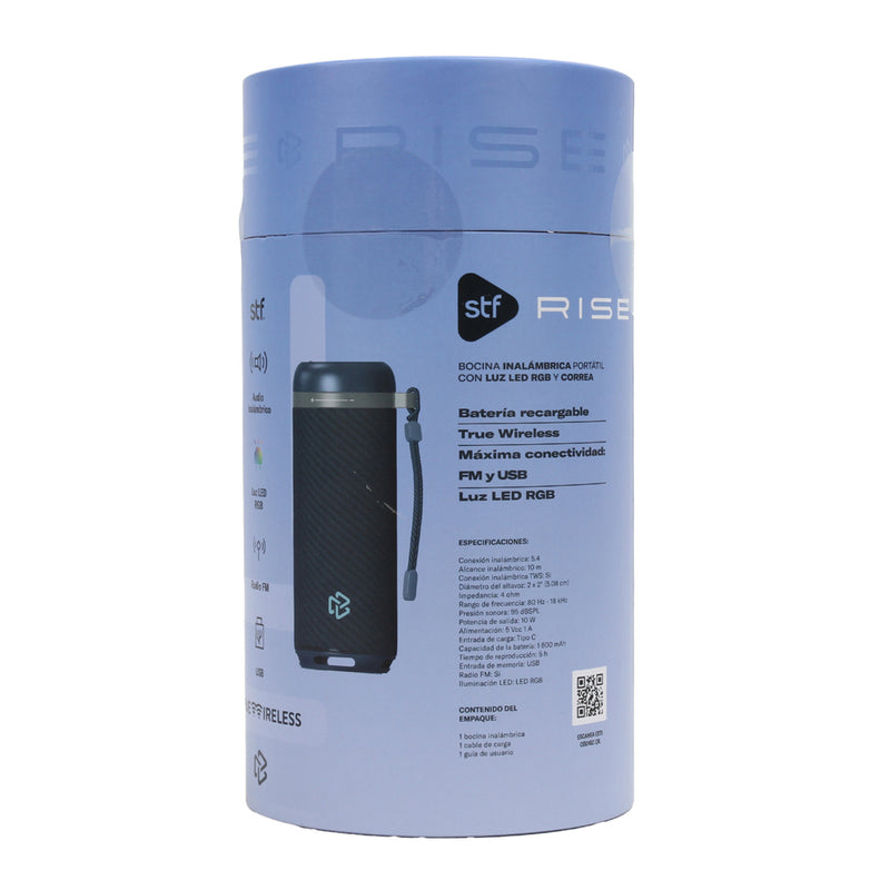 Bocina Inalámbrica portátil | STF Rise | 2 x 2" pulgadas 5hrs uso 10W protección IPX3 Azul