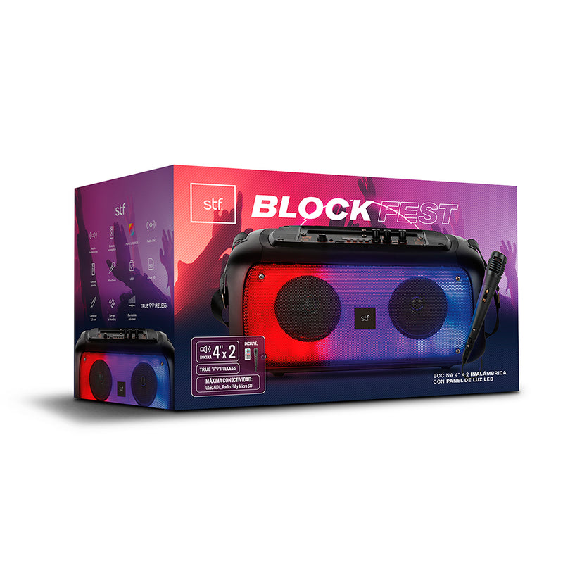 Bocina Inalámbrica portátil | STF Block Fest | 4" pulgadas 50W función TWS protección IPX5
