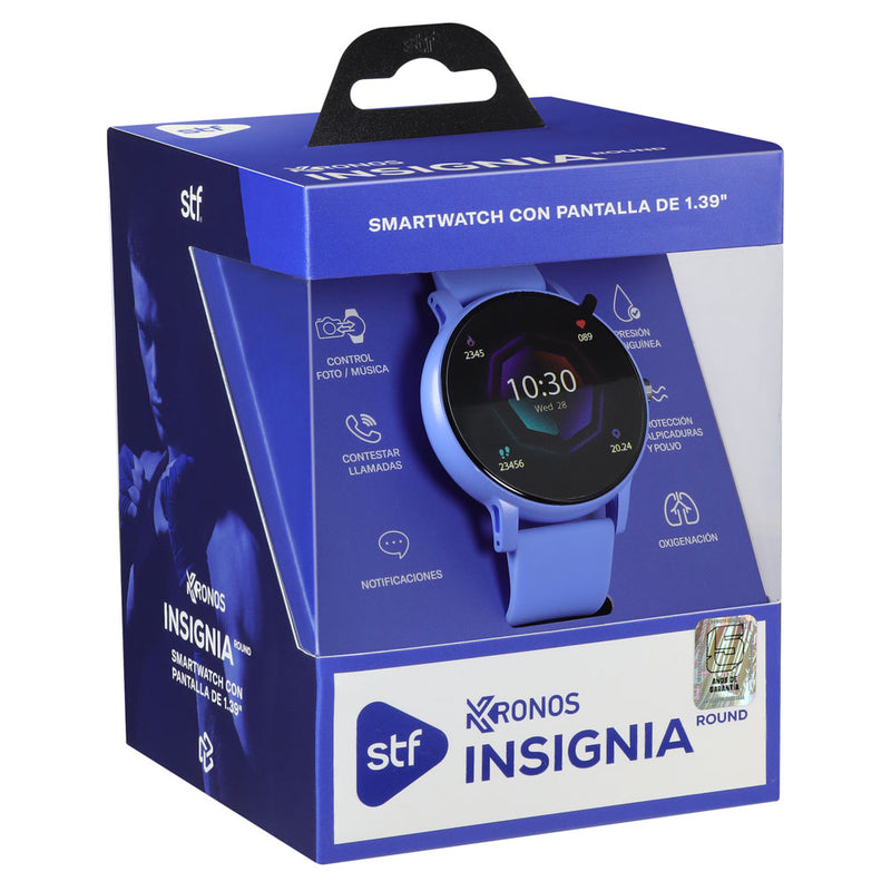 Smartwatch Kronos Insignia Round TFT 1.39", Llamadas, IP65 Lila