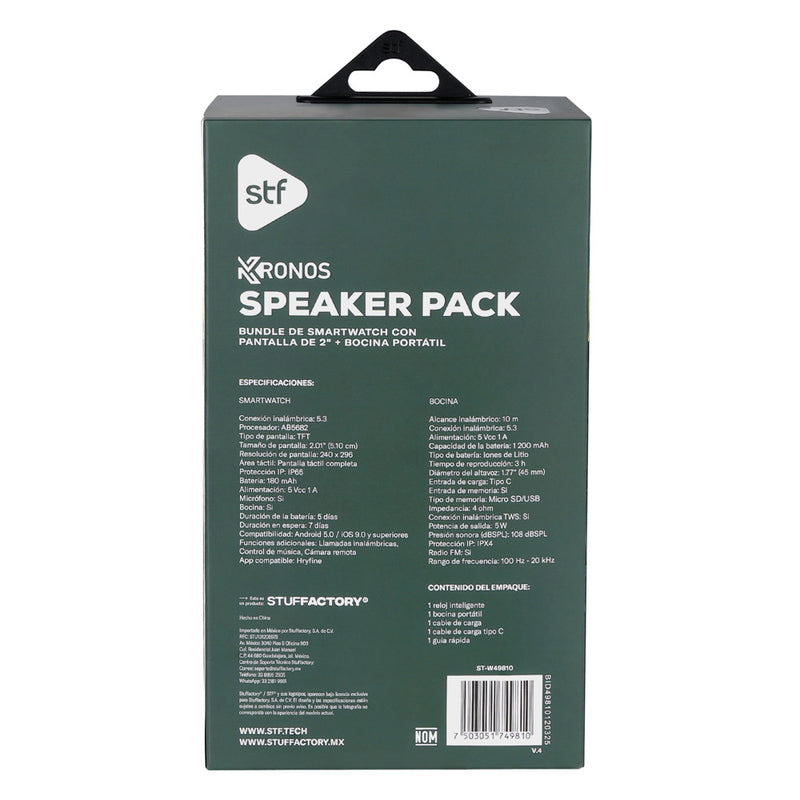 Smartwatch + Bocina portatil Kronos Speaker pack