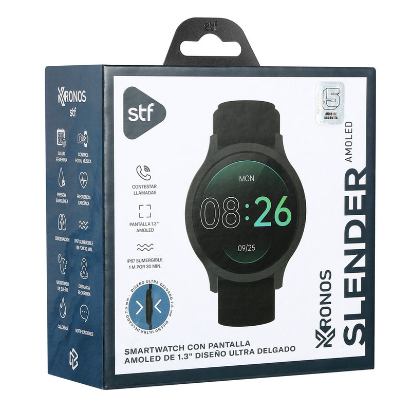 Smartwatch reloj inteligente STF Kronos Slender: Pantalla AMOLED 1.3", resistencia IP67