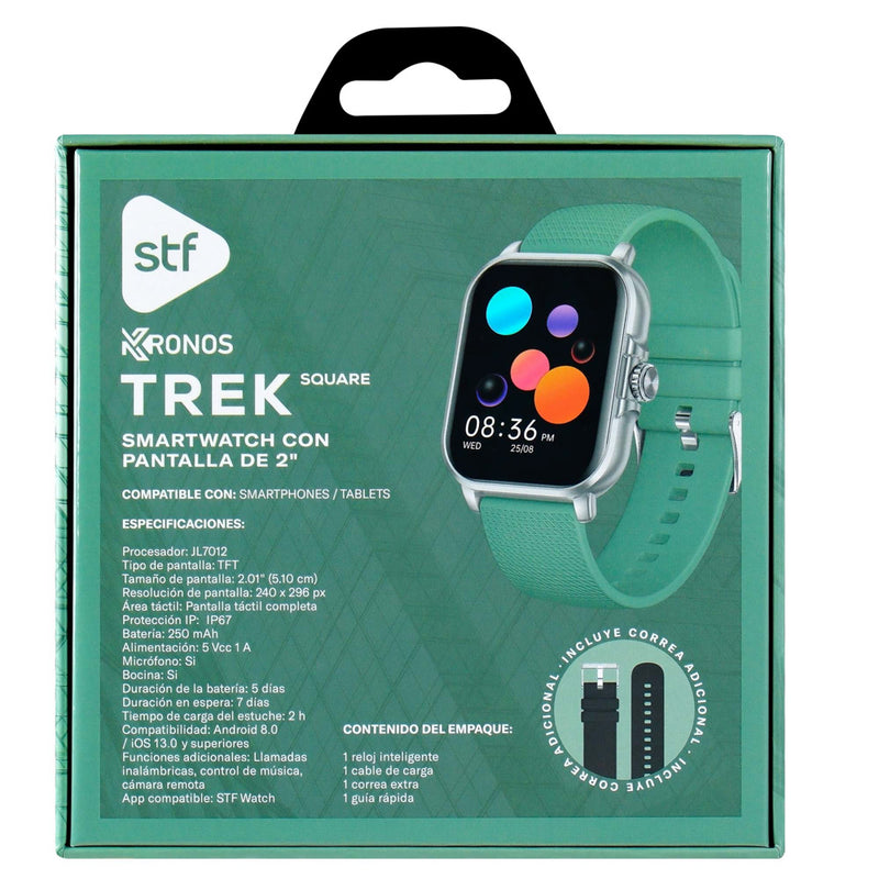 Smartwatch reloj inteligente STF Kronos Trek Square: Pantalla 2", resistencia IP67