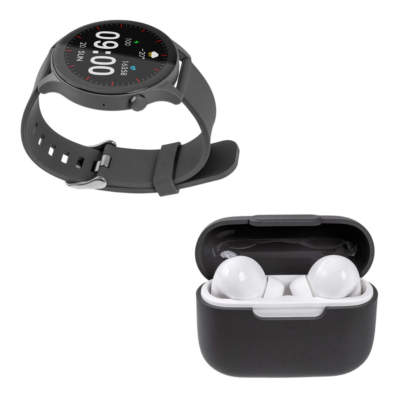 Smartwatch reloj inteligente | STF Kronos Sound Pack | Pantalla 1.38" + Audífonos True Wireless Grafito