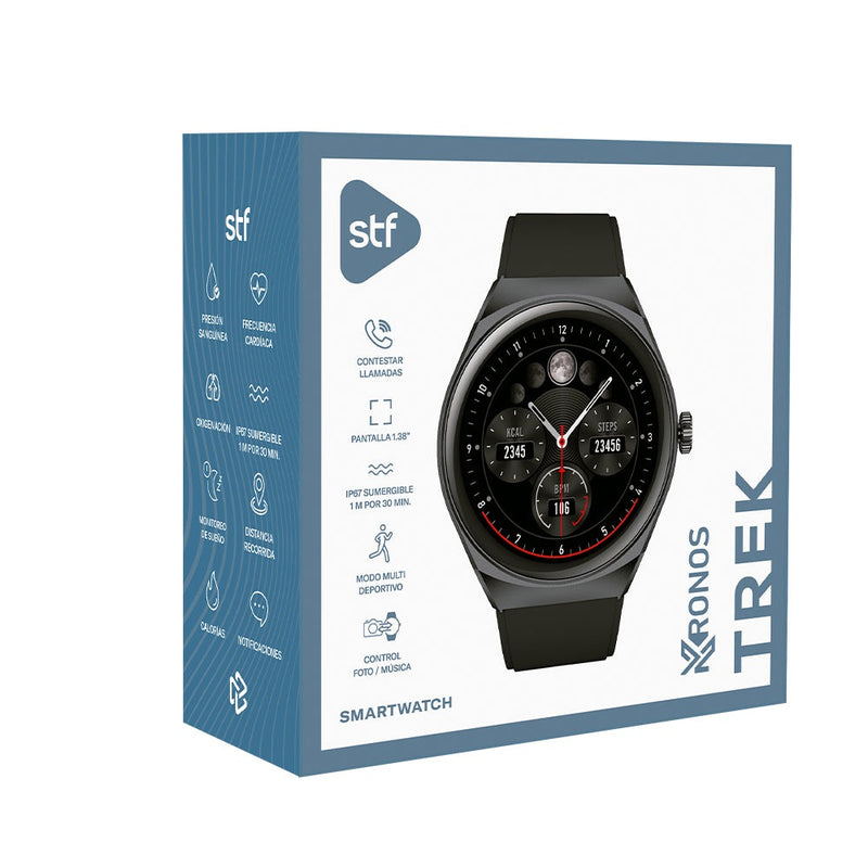 Smartwatch reloj inteligente | STF Kronos Trek | Resistencia al agua IP67 Negro
