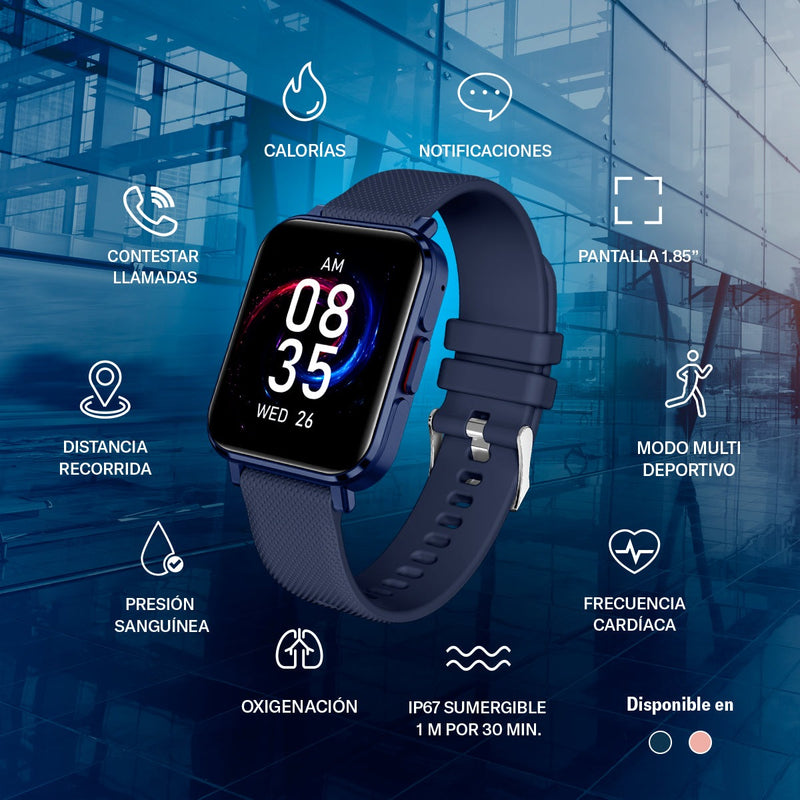 Smartwatch reloj inteligente | STF Kronos Optimum | 1.85", IP67 Rosa