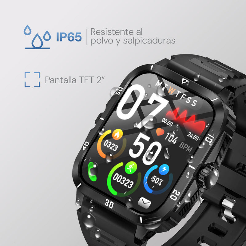 Smartwatch STF Kronos Insignia TFT 2.01", Llamadas, IP65 negro