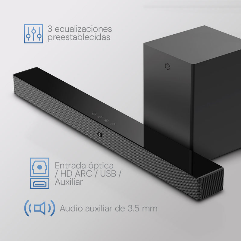 Barra de Sonido Home Audio Roku 2.1 con Subwoofer inalámbrico: Inmersión Total en tu Entretenimiento