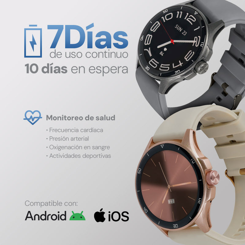 Smartwatch STF Kronos Oblivion AMOLED 1.43", Llamadas, IP68 beige