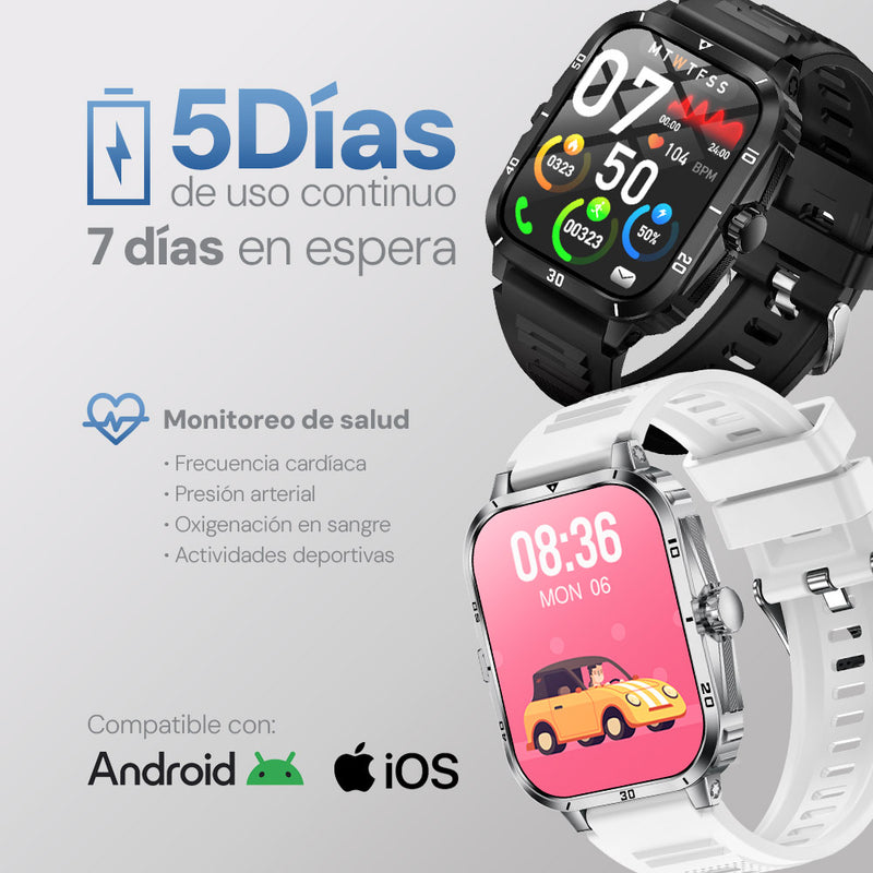 Smartwatch STF Kronos Insignia TFT 2.01", Llamadas, IP65 blanco