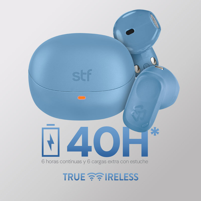 Audífonos inalámbricos TWS Essential STF: 6hrs uso, protección IPX4, extra ligeros, Azul