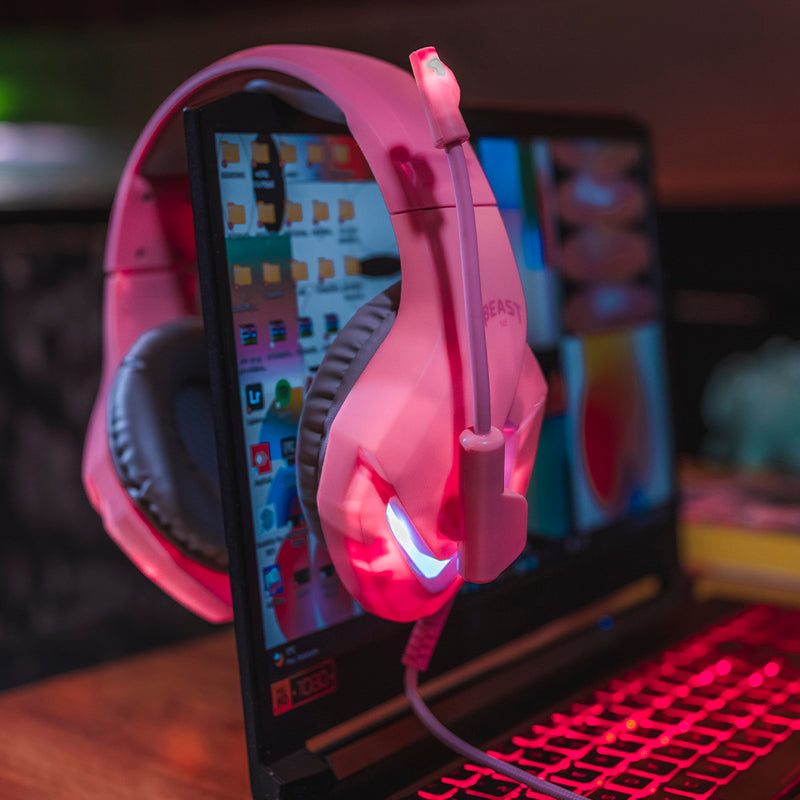 Audífonos Gamer On-ear | STF Beast Muspell Tournament | Hi-Fi gaming para computadora Rosa