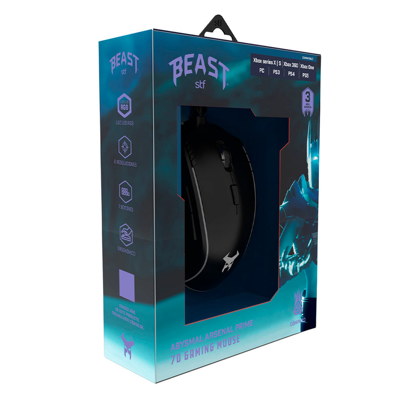 Mouse Gamer | STF Beast Abysmal Arsenal Prime | Óptico gaming para computadora Negro