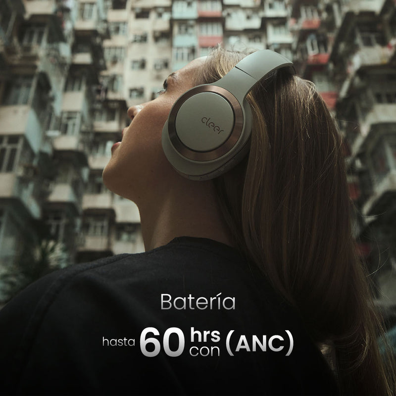 Audifonos Cleer Enduro ANC Over-Ear: 60h Batería, ANC Híbrido, Sonido Hi-Fi Plegables gris