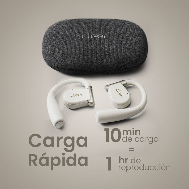 Audifonos Cleer ARC II Music Open-Ear: conexión 5.3, Hi-Res Audio, 35h Batería, UV Case gris