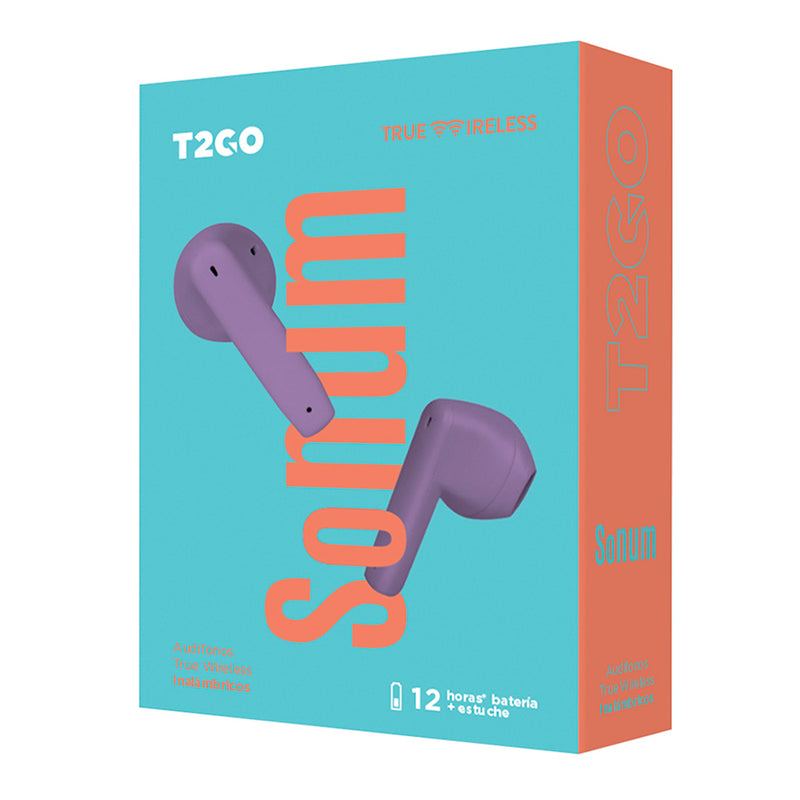 Audífonos Inalámbricos TWS  | T2GO Sonum | 3hrs uso, Lila