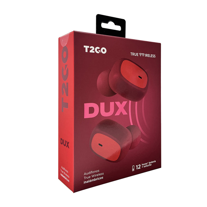 Audífonos Inalámbricos TWS | T2GO Dux | 3hrs uso, Tinto