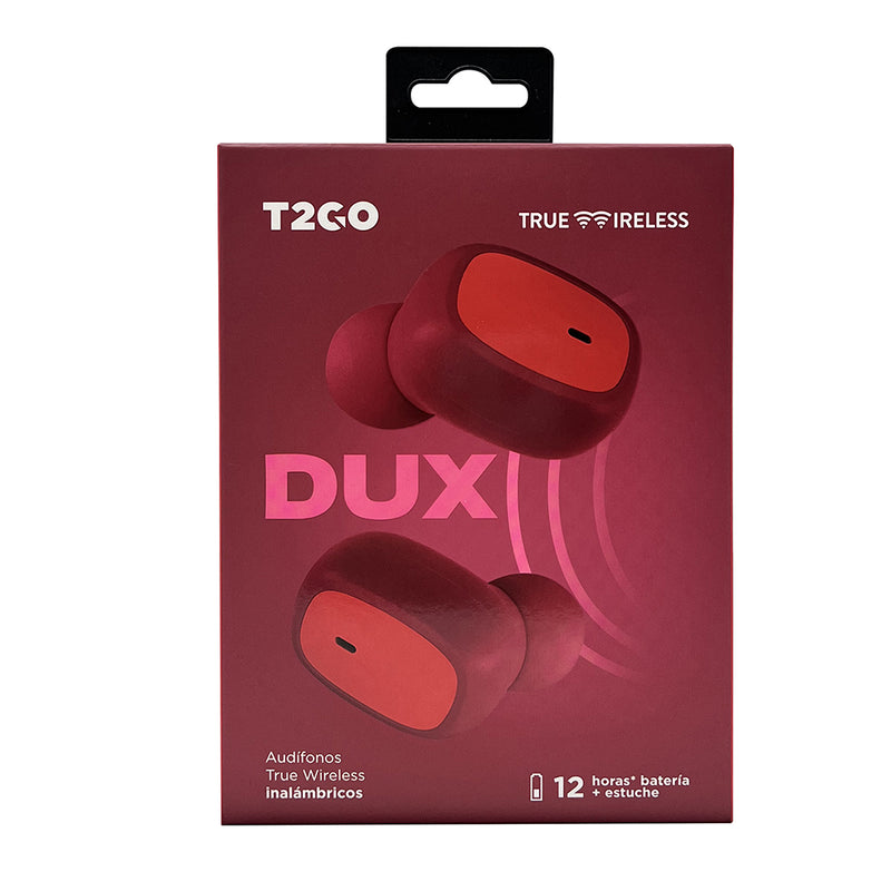 Audífonos Inalámbricos TWS | T2GO Dux | 3hrs uso, Tinto