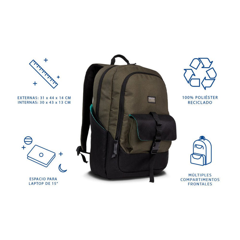 Combo Ecológico: Mochila materiales Reciclados + Audífono Inalámbrico In-ear Energy Sistem Eco