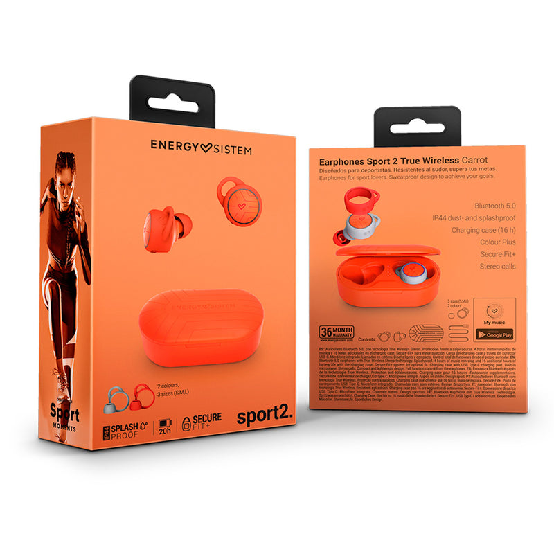 Audífonos Inalámbricos TWS | Energy Sistem Sport 2 | 20 hrs uso protección IPX4
