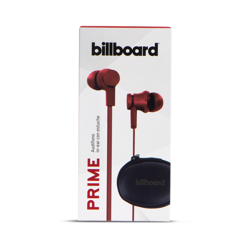 Audífono Alámbrico In-ear | Billboard Prime | Con micrófono, conexión 3.5 mm Rojo