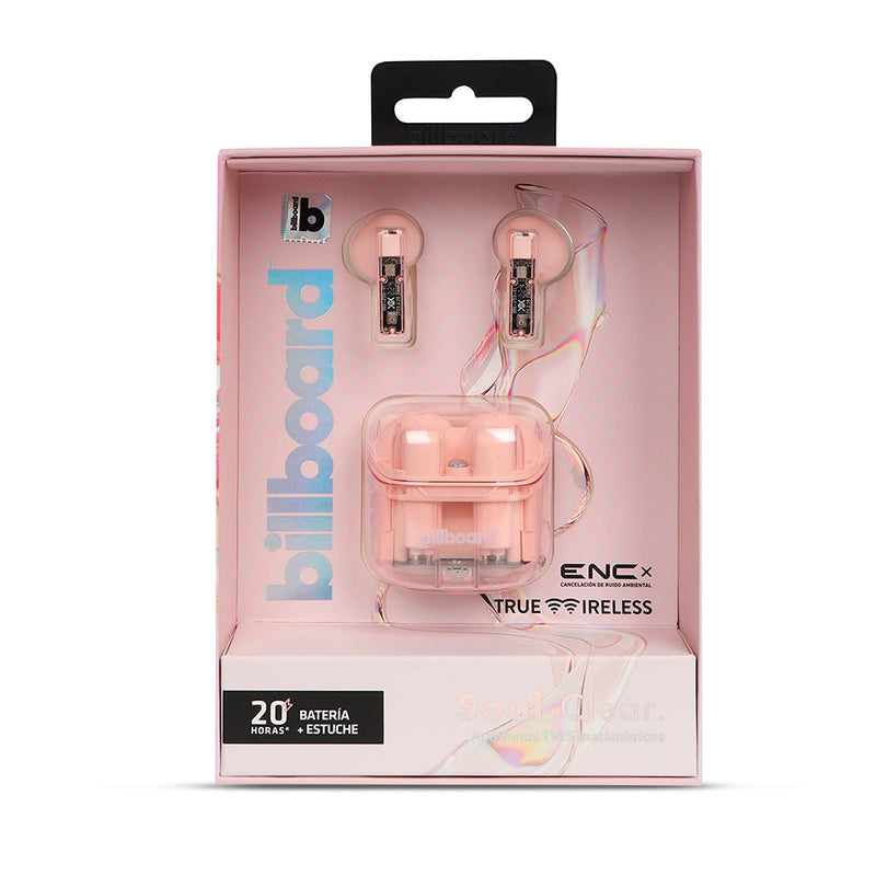 Audífonos Inalámbricos TWS | Billboard Soul Clear ENC | 5hrs uso con micrófono rosa