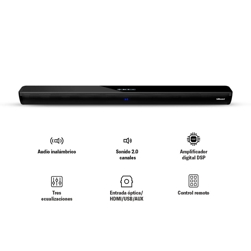 Barra de sonido bocina| Billboard Studio Plus | 2.0 audio optico 60W