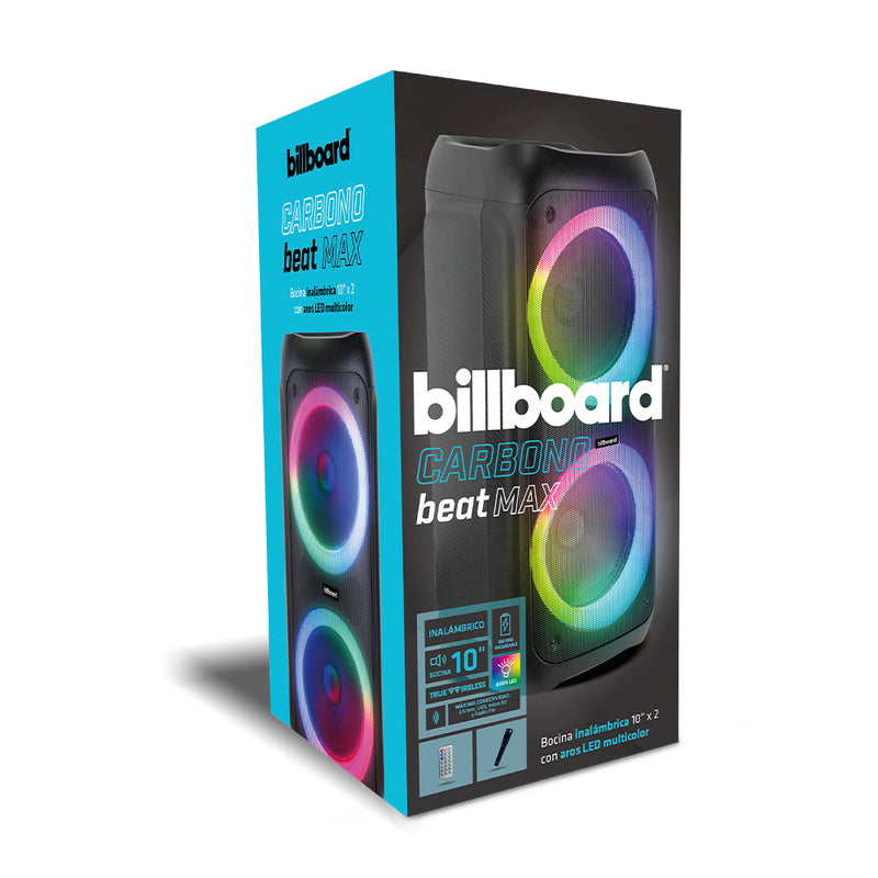 Bafle bocina portátil | Billboard Carbono Beat Max | 10 pulgadas con luz led multicolor