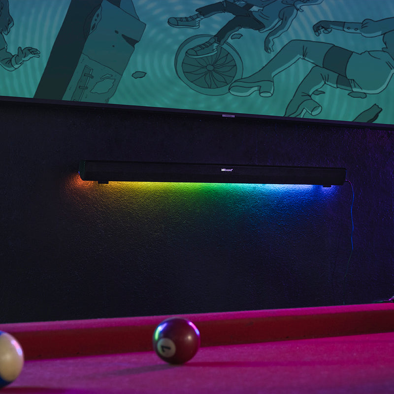 Barra de sonido bocina | Billboard Carbono Chroma | 2.0 audio óptico 7 modos luz 50W