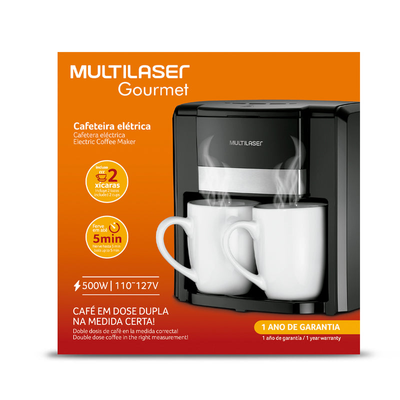Cafetera Eléctrica | Multilaser |  2 tazas, hierve en 5 min